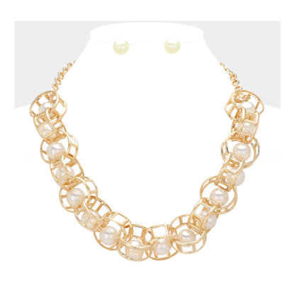 Encased Pearl Necklace Set