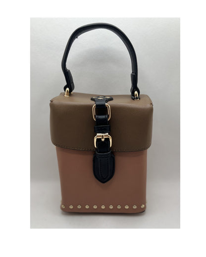 Brown, Pink and Black Bucket Bag