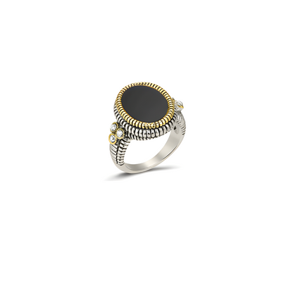 Two Tone Oval Stone Ring