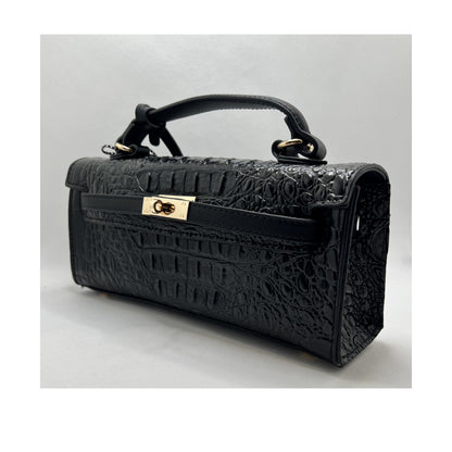 Croc Design Purse- Black