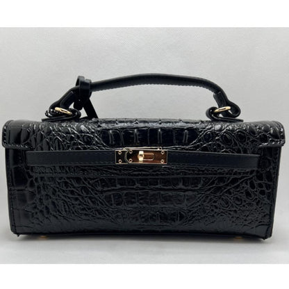 Croc Design Purse- Black