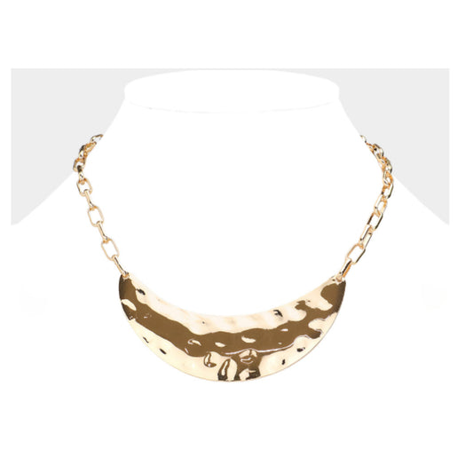 Hammered Plate Necklace - Gold