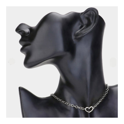 Heart Collar Necklace - Silver