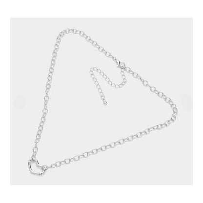 Heart Collar Necklace - Silver