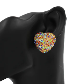 Multi Color Heart Studs