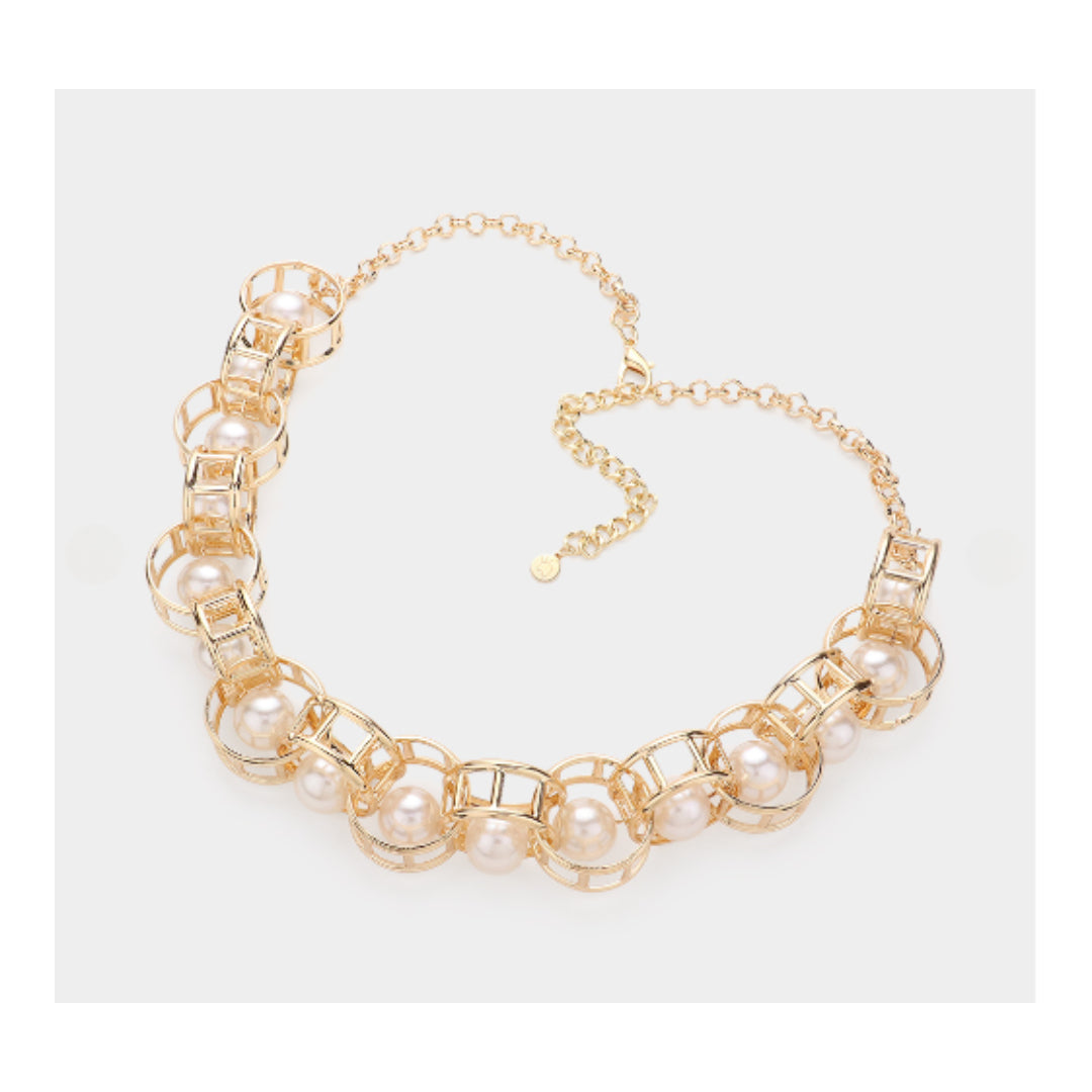 Encased Pearl Necklace Set