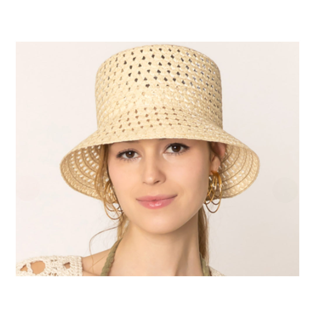 Straw Bucket Hat - Natural