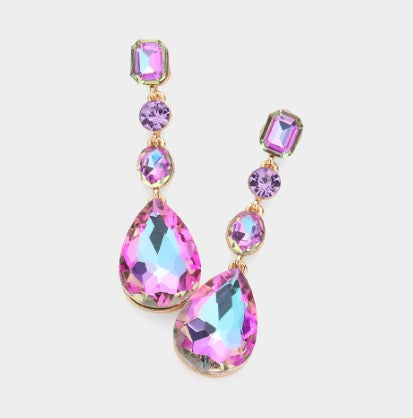 Tear Drop Crystal Earring - Violet